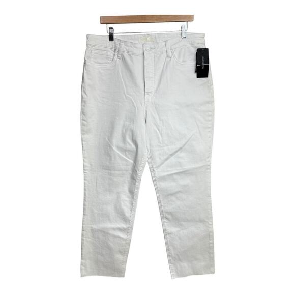 KUT from the cloth Rachael ab high waist raw hem mom jeans optic white size 16 - Picture 2 of 9